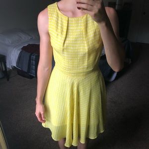 Yellow and white fit and flare dress